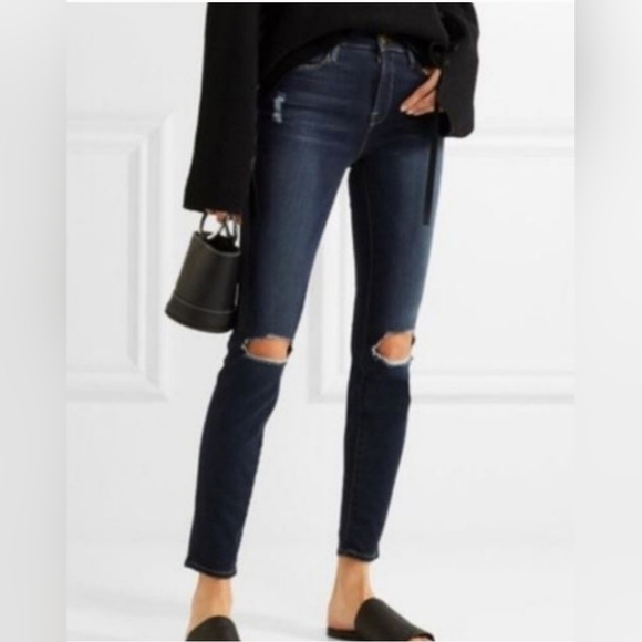 Frame Le High Skinny Distressed Destroyed Raw Hem Jeans Size 24 - Picture 16 of 16